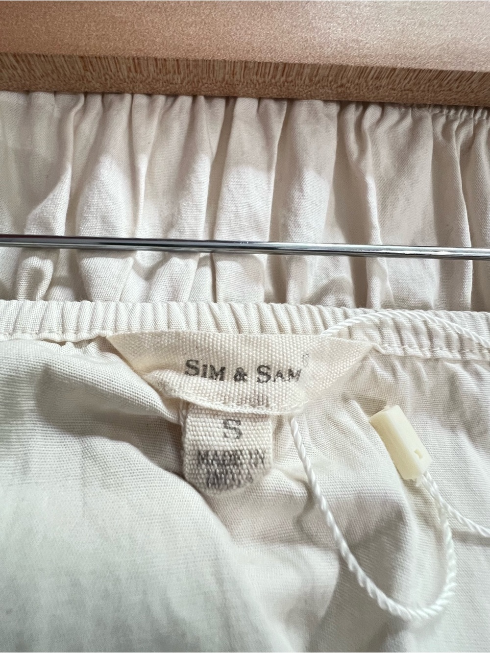 NWOT SIM & SAM ECRU TIE FRONT MILKMAID POPLIN MIDI CREAM COLOR SIDE POCKETS SZ S - Picture 8 of 9
